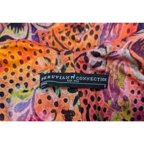 Peruvian Connection sz S Mid Length Dress sleeveless tank floral 1553 - Picture 4 of 5